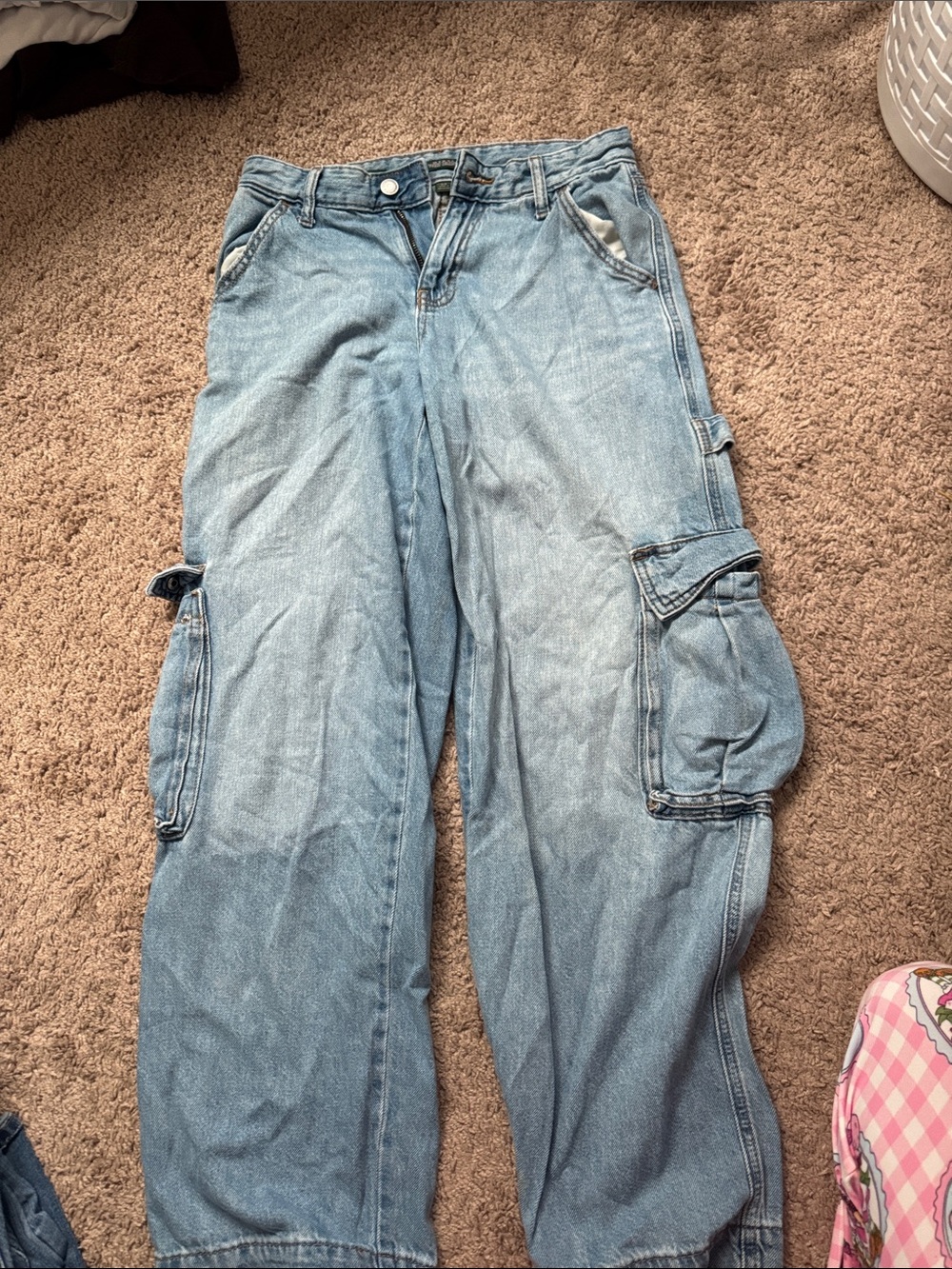 wild fable Light Blue Wide-Leg Cargo Jeans